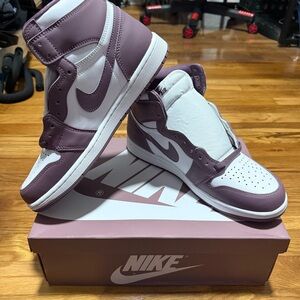 Nike Jordan Retro 1 High OG “Mauve” Plum and White Sneakers